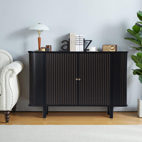 Storage Cabinet, Sideboard Buffet Cabinet with Stripping Decorated Design