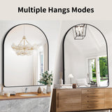 Arched Bathroom Mirror, 36"x48" Black Arched Mirror for Bathroom, Wall Mounted Mirror, Black Vanity Wall Mirror w/Metal Frame for Bedroom, Entryway, Living Room, Vertically Hanging