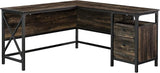 Steel River Rustic Industrial Style L-Shaped Corner Desk