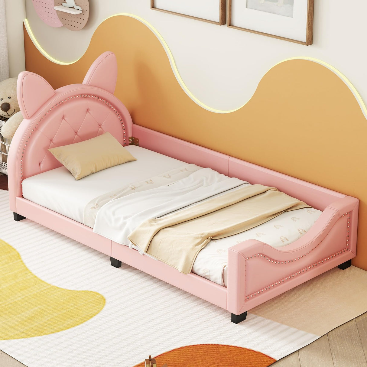 Frame with Headboard and Footboard, Kids Day Bed/Girls Bed Twin Size, Twin Size Daybed