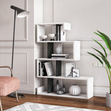 Longway Modern White Bookcase, Farmhouse Bookshelf, Modern Freestanding