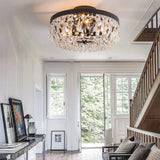 Black Crystal Ceiling Light 4 Light Semi Flush Mount Ceiling Light Crystal Close to Ceiling