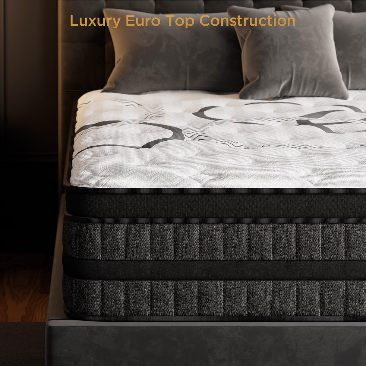 King Mattress 14 Inch Hybrid Mattresses Euro Top Medium Firm for Back & Lumbar Support