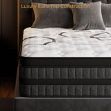 King Mattress 14 Inch Hybrid Mattresses Euro Top Medium Firm for Back & Lumbar Support
