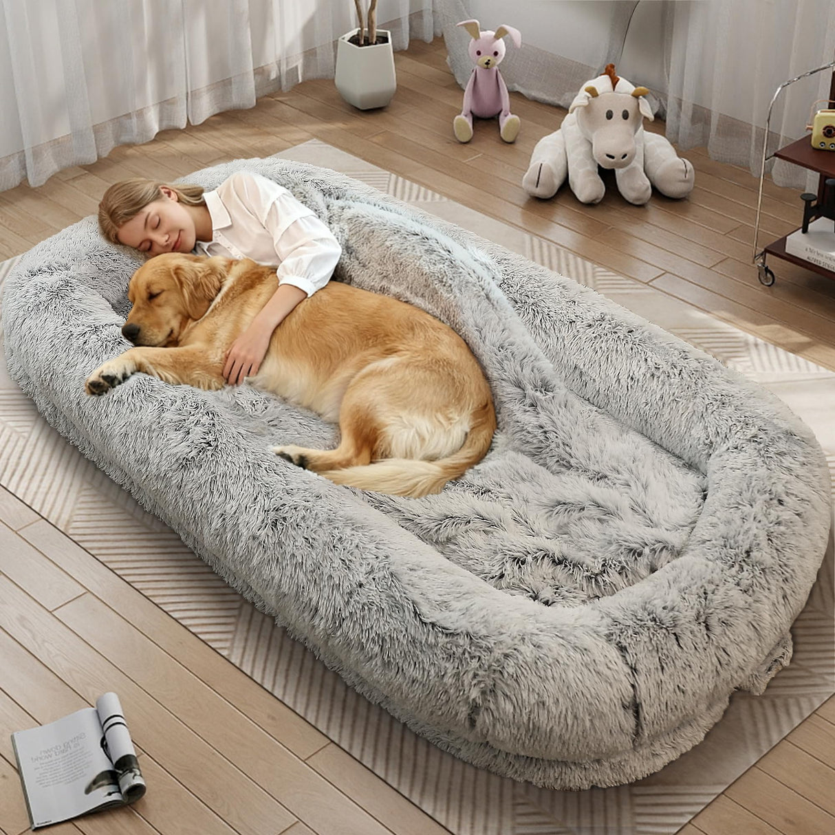 Human Dog Bed for Adults - Orthopedic Memory Foam, 76" Long