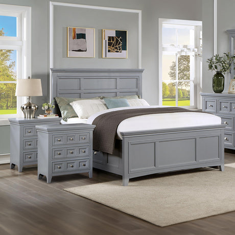 Zinnia Transitional Storage Wood 3-Piece Bedroom Set, Bed and 2 Nightstands