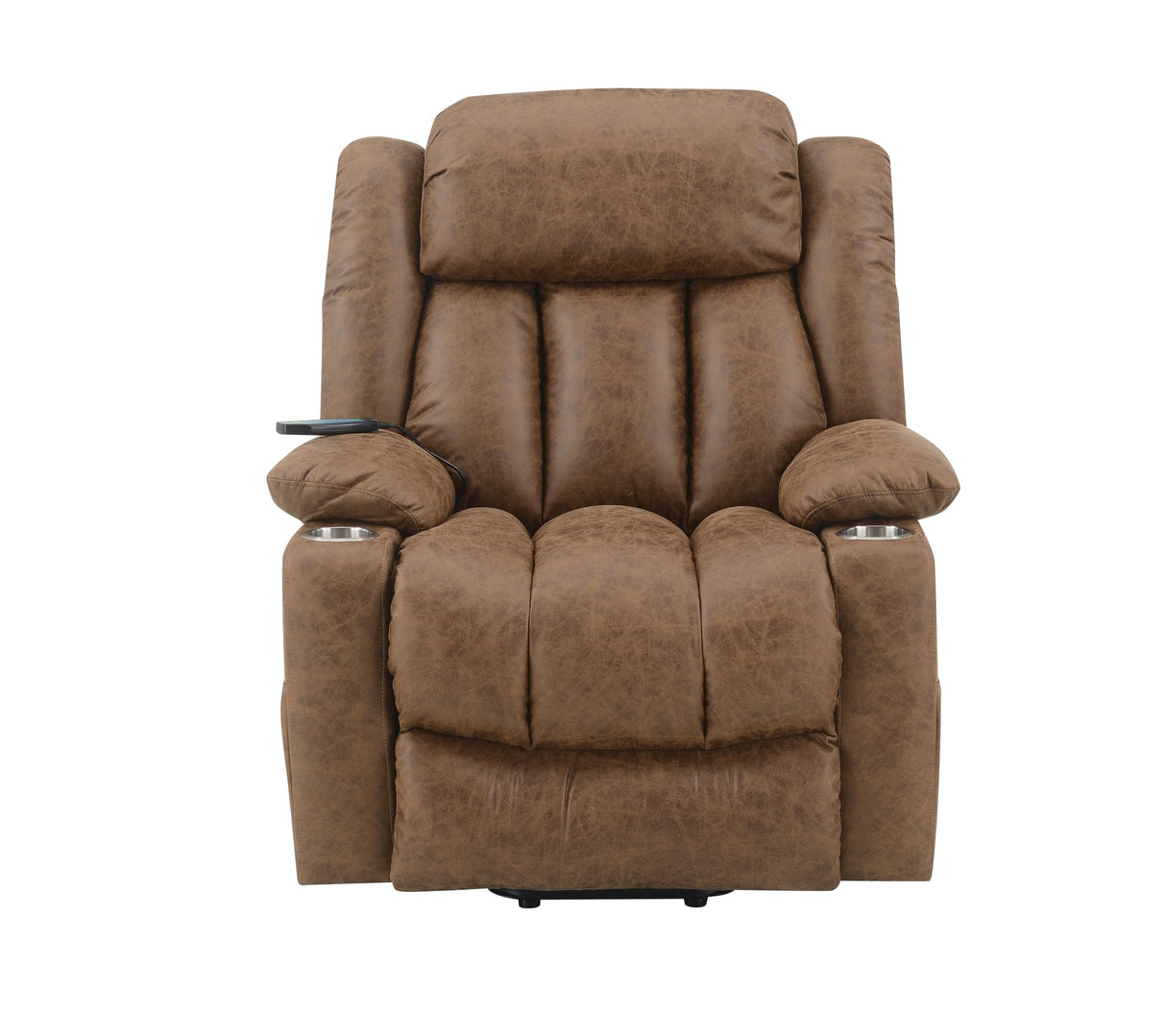 Omarion Faux Leather Power Recliner with Lift/Heating and Massage in Brown