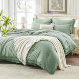 Beige Comforter Set King Size with Sheets -7 Pieces Boho Tassel Bed in a Bag Soft
