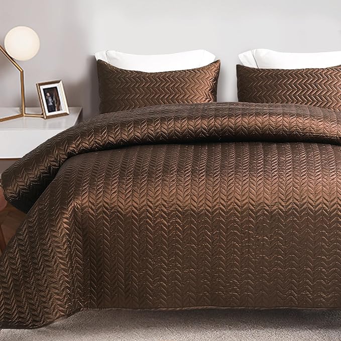 Silky Soft Satin Quilt King Size, Luxury Reversible Lightweight Bedspreads Covelets