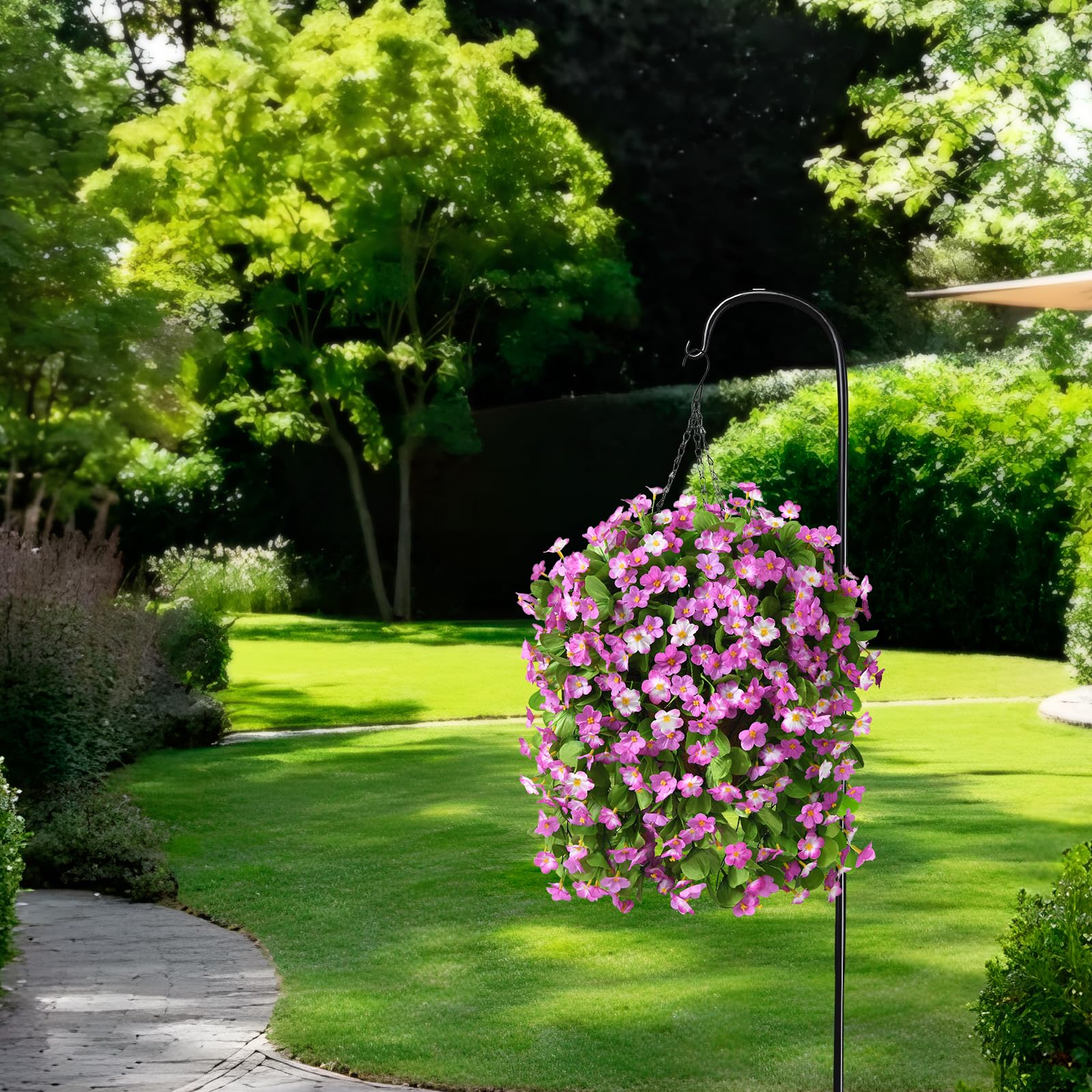 ZFProcess 2 Pack Artificial Hanging Flowers, Fake Flowers Hanging Plant Violet Flower, Artificial Faux Silk Spring Flower for Wall Front Door Yard Garden Wedding Outdoor Decoration(Purple)