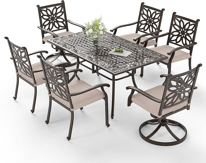 6-Person Rectangular Cast Aluminium Outdoor Dining Table