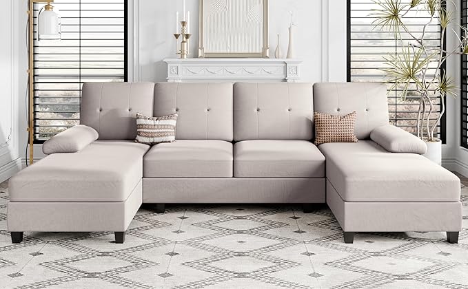 Sectional Couches for Living Room, U Shaped Sofa Couch with Double Chaise