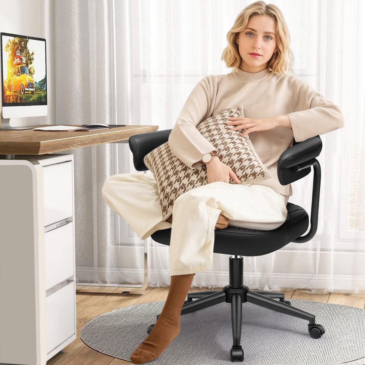 Swivel Office Chair with Adjustable Height - Ergonomic Desk Chair for Home Office