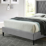 Amelia Velvet Tufted Queen Platform Bed in Gray