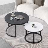 27.5 Inch Round Wood Tables 2 Pack, Small Coffee Tables for Small Spaces, Coffee Tables