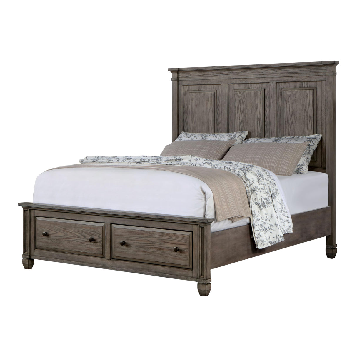 Xephyr Solid Wood 5-Piece Bedroom Set, Queen-Size Bed with Footboard Drawers