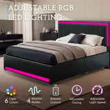 Full Size Bed Frame with Headboard, Platform Bed Frame with LED Lights&4 Storage