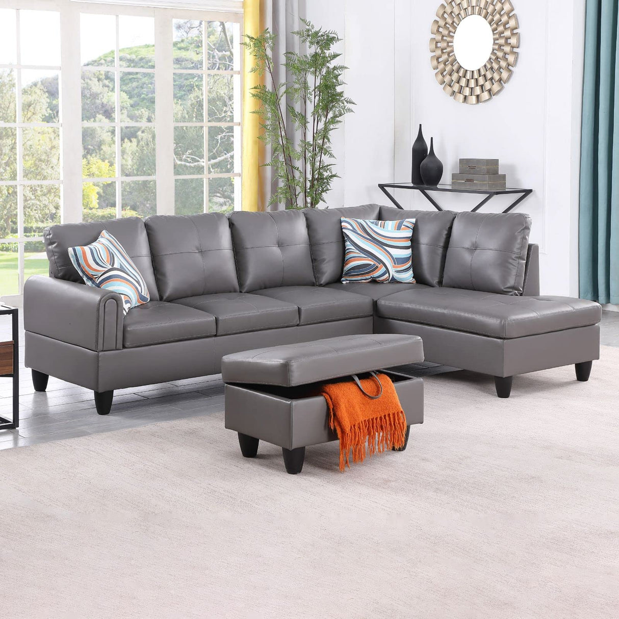 Modular Sectional Sofa Set, Oversized L Shaped Sofa Couch with Ottomans