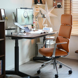 Executive Leather Office Chair - High Back Ergonomic Swivel Chair with Headrest