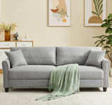 85 Inches Mid-Century Modern Couch 3 Seater Sofa with 2 Throw Pillows,