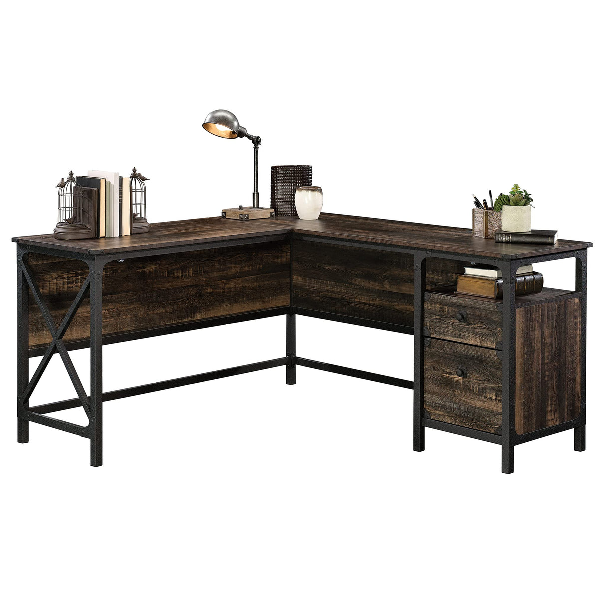 Steel River Rustic Industrial Style L-Shaped Corner Desk