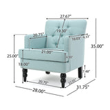 Christopher Knight Home Malone Fabric Club Chair, Light Blue 29.5D x 28W x 33.5H Inch