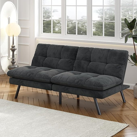 AMICLIBER Detachable Futon Sofa Bed,Medium Grey Memory Foam Futon Sleeper Sofa