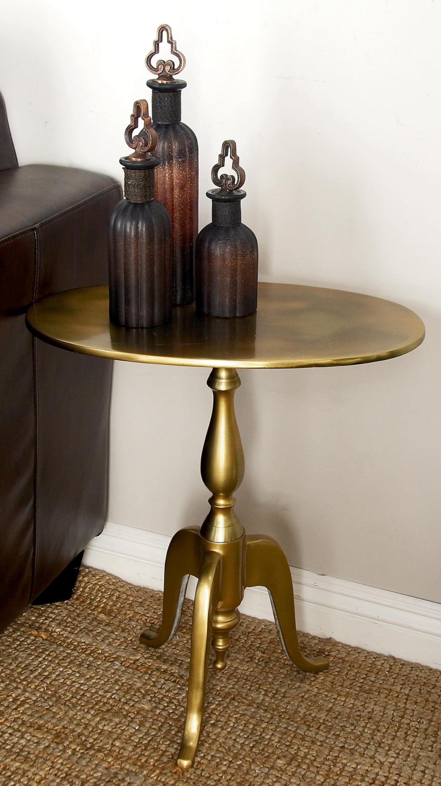 79 Aluminum Metal Side End Accent Table, 19" x 12" x 21", Gold