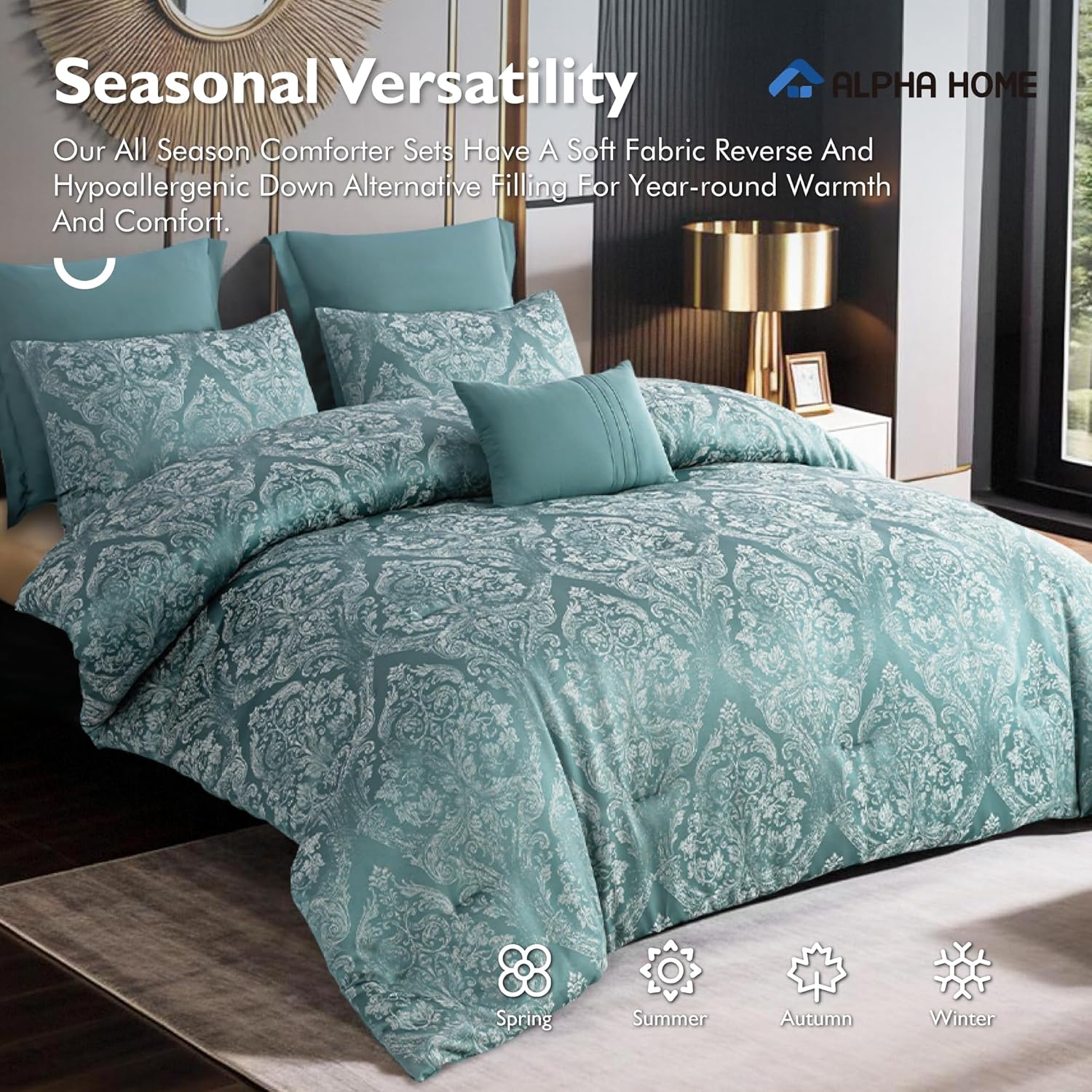 Queen Jacquard Comforter Set - 5 Piece