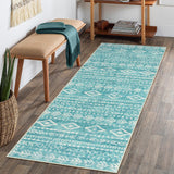 Lahome Moroccan Boho Bathroom Runner Rug,2x6 Teal Kitchen Runner Rug Non Skid Washable Hallway Runner 6ft,Low-Pile Soft Rug Geometric Indoor Carpet Runner for Entryway Laundry Room Bedroom