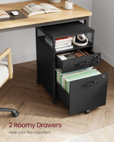 File Cabinet, Mobile Filing Cabinet on Wheels, for Home Office, 2 Lockable Drawers