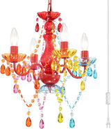 Chandelier Lighting with Cord Pink Chandelier Small Crystal Chandelier 4 Light Girls