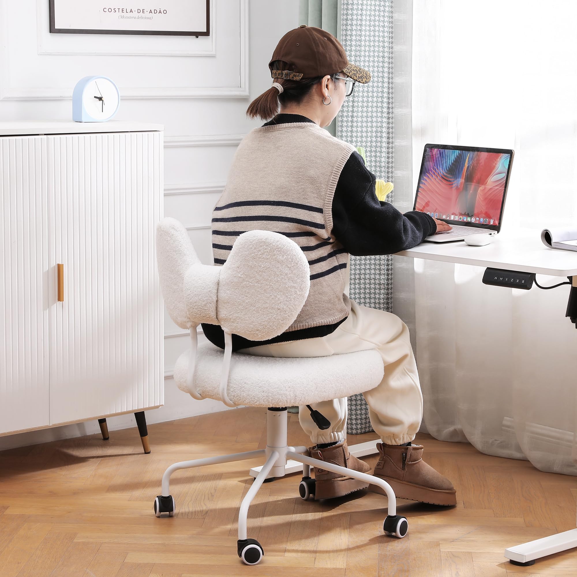 Armless Desk Chair with Wheels - Adjustable Swivel Office Chair