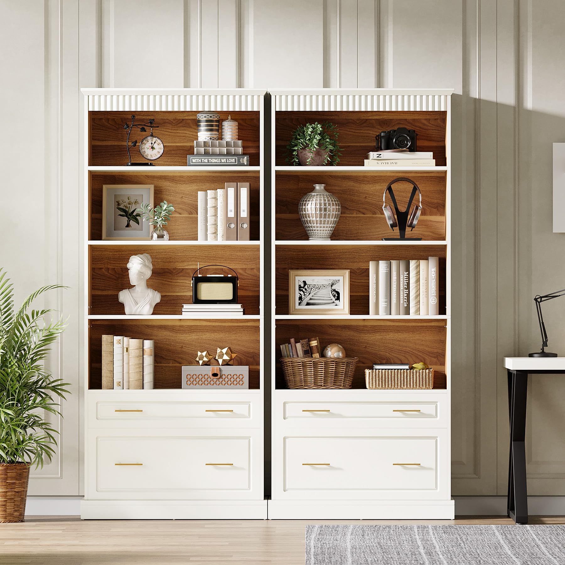 5-Shelf Bookcase with File Cabinet Drawer, 72" Tall Bookshelf