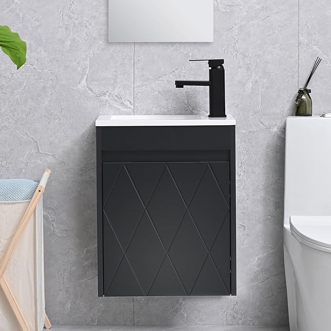 16" Bathroom Vanity Sink Combo for Small Space, Wall Mounted Bathroom Cabinet Set