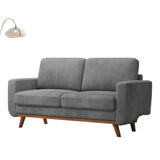 68" Loveseat Sofa Dark Gray, Comfy Corduroy Couch With Spring Cushion and Solid Wood
