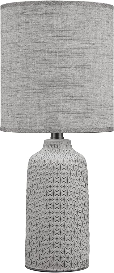 Textured Diamond Pattern Ceramic Table Lamp, Gray