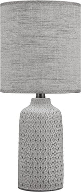 Textured Diamond Pattern Ceramic Table Lamp, Gray