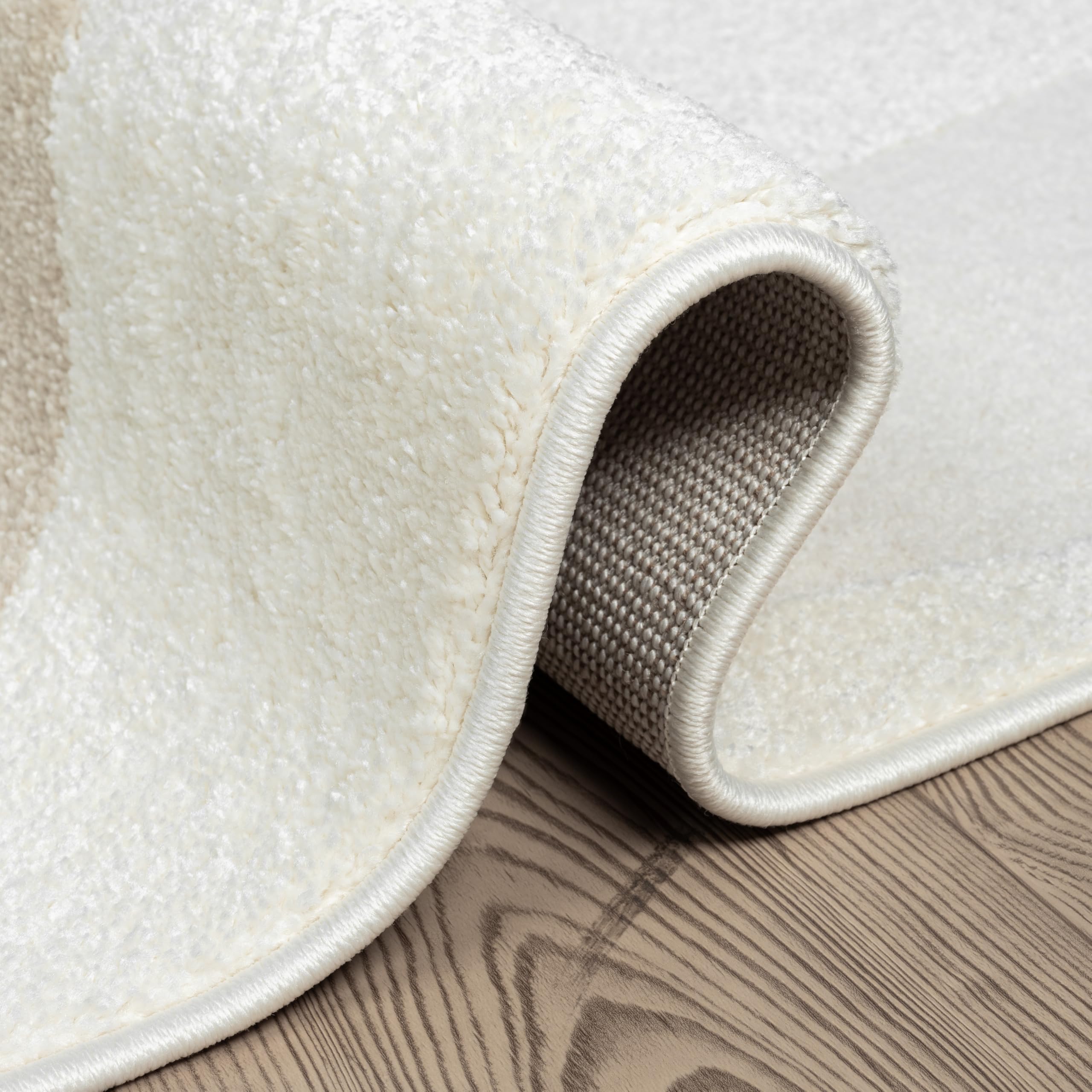 Abani Nomad Cream & Beige Area Rug 6' x 9' for Living Room, Bedroom - Chic Abstract Pattern - Durable & Easy to Clean