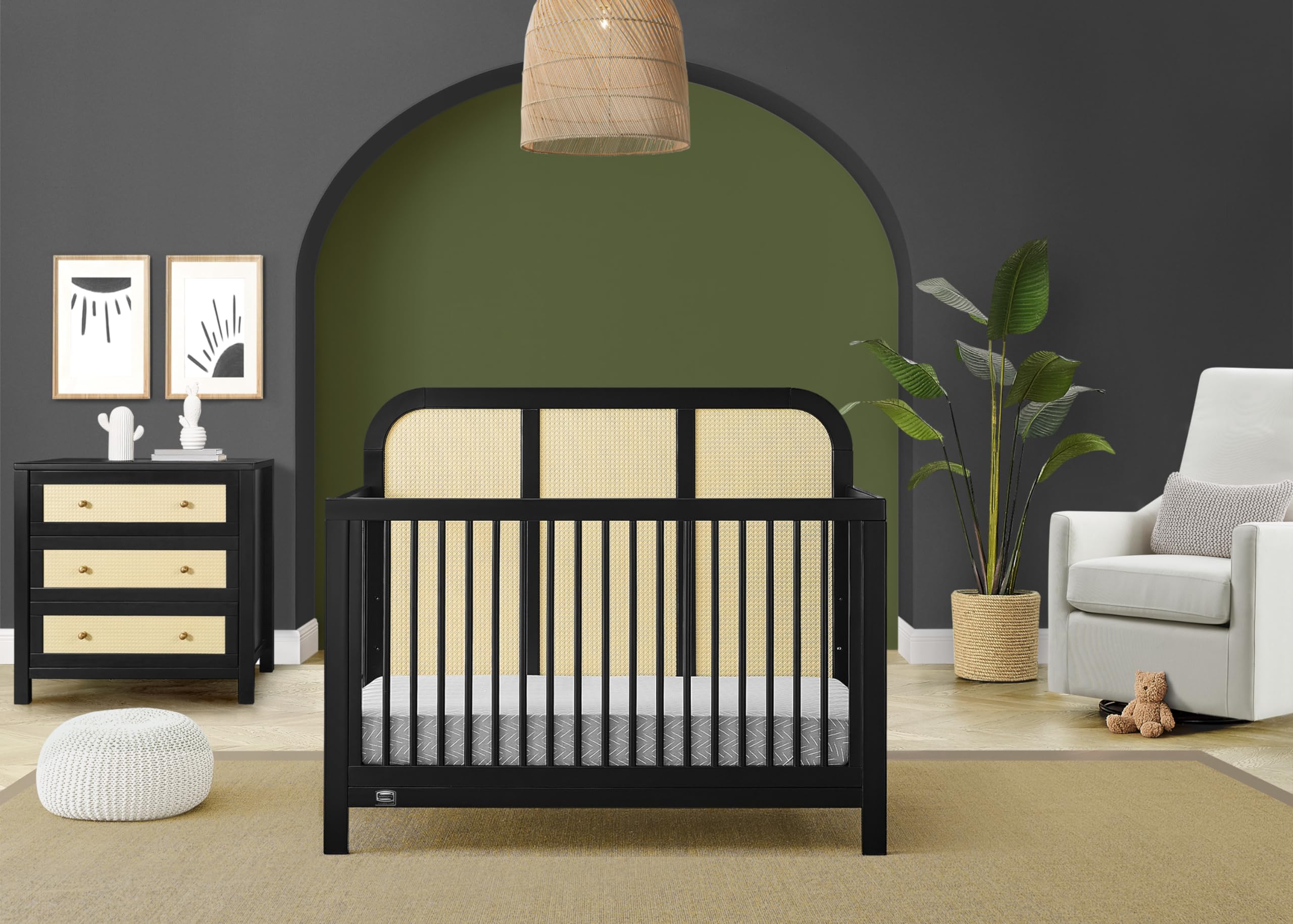 Theo 6-in-1 Convertible Crib - Greenguard Gold Certified, Black/Textured Almond