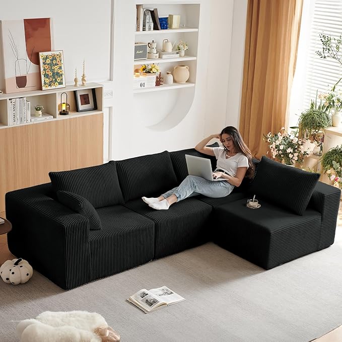 104" Cloud Couch, Modular Sectional Sofa Couch, L-Shape Upholstered Couches Modern