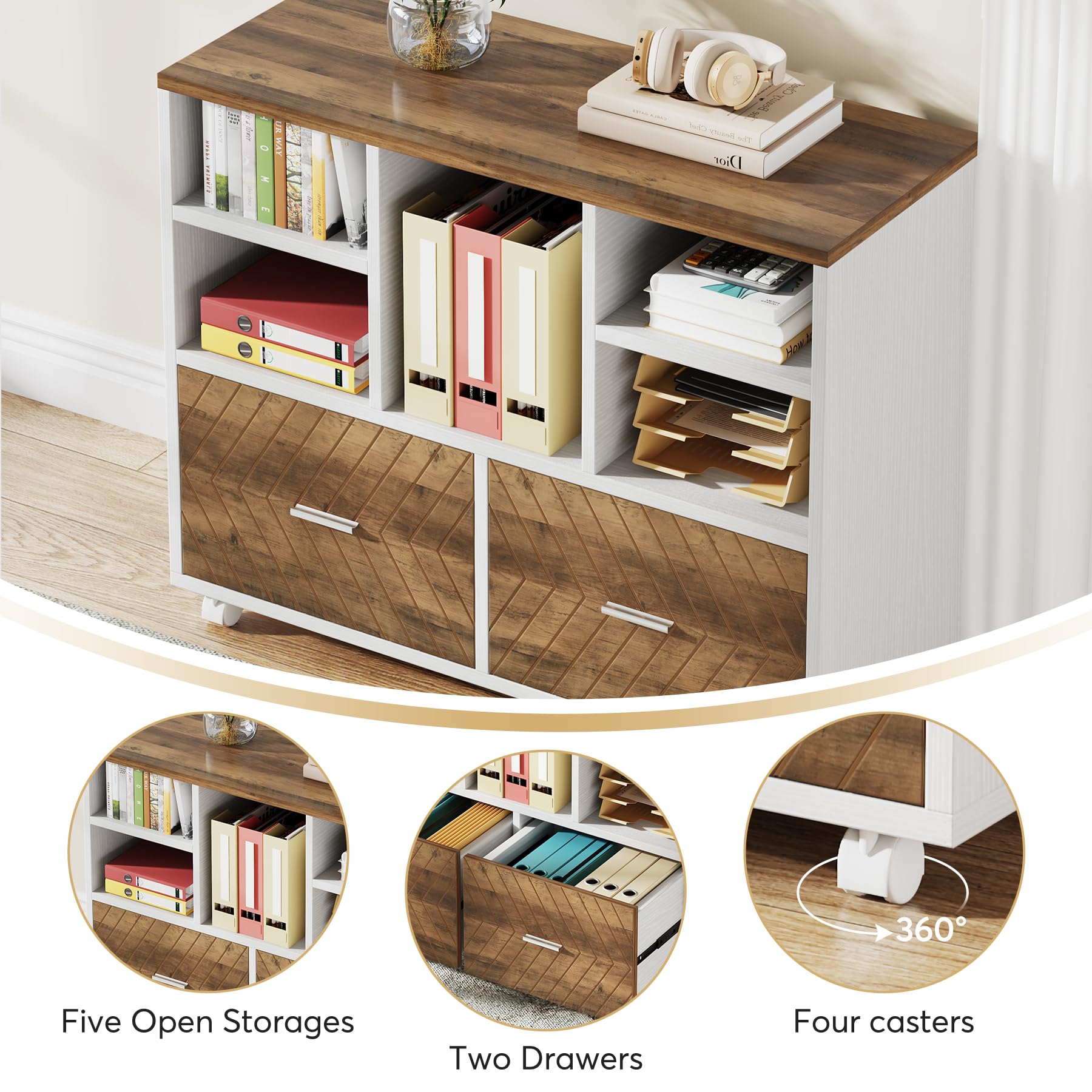 ProWork 63W L-Shaped Executive Desk with Reversible File Cabinet & Storage