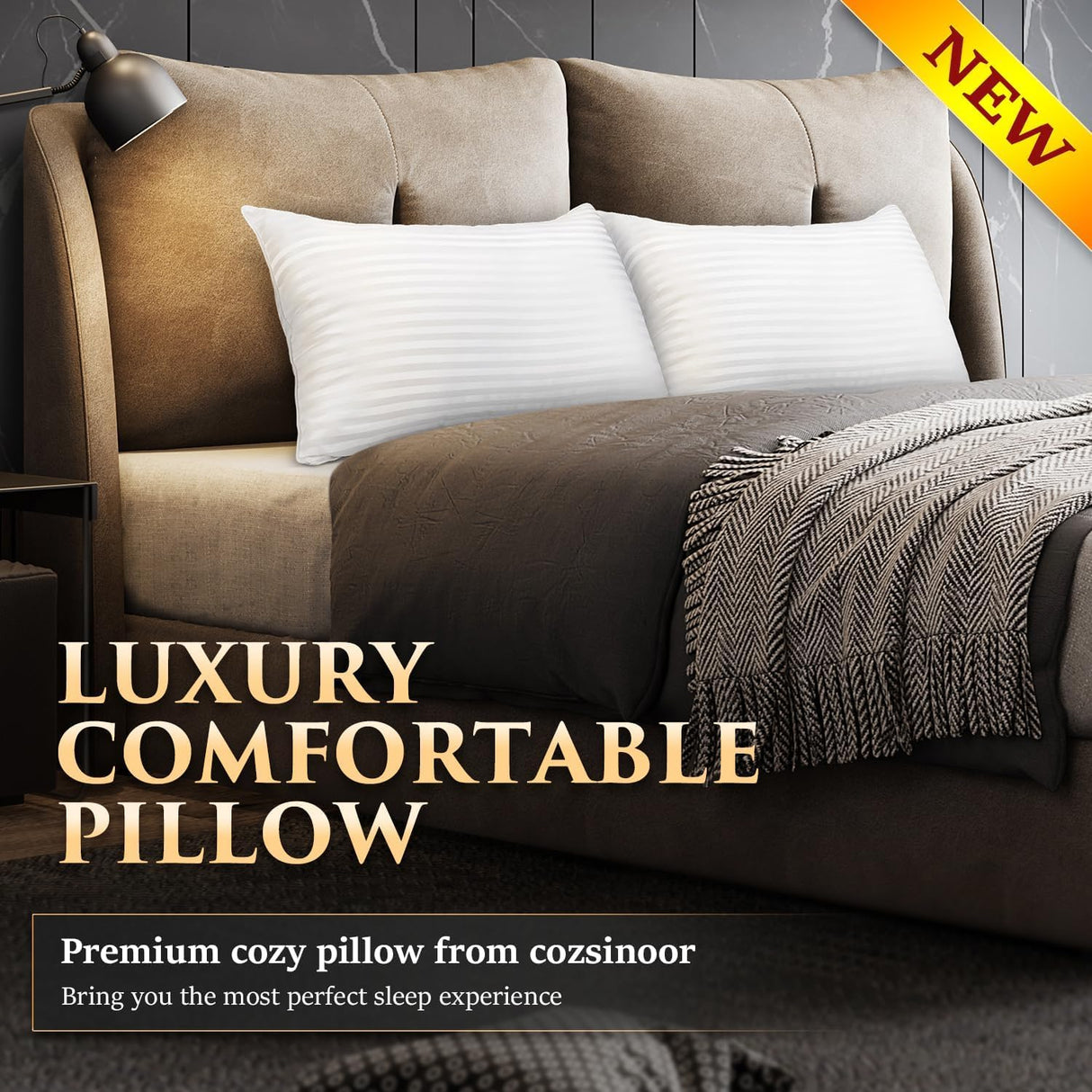 COZSINOOR Bed Pillows Queen Size: Hotel Quality Set of 2 - Down Alternative Microfiber Filled for Back, Stomach, Side Sleepers, Breathable & Skin-Friendly