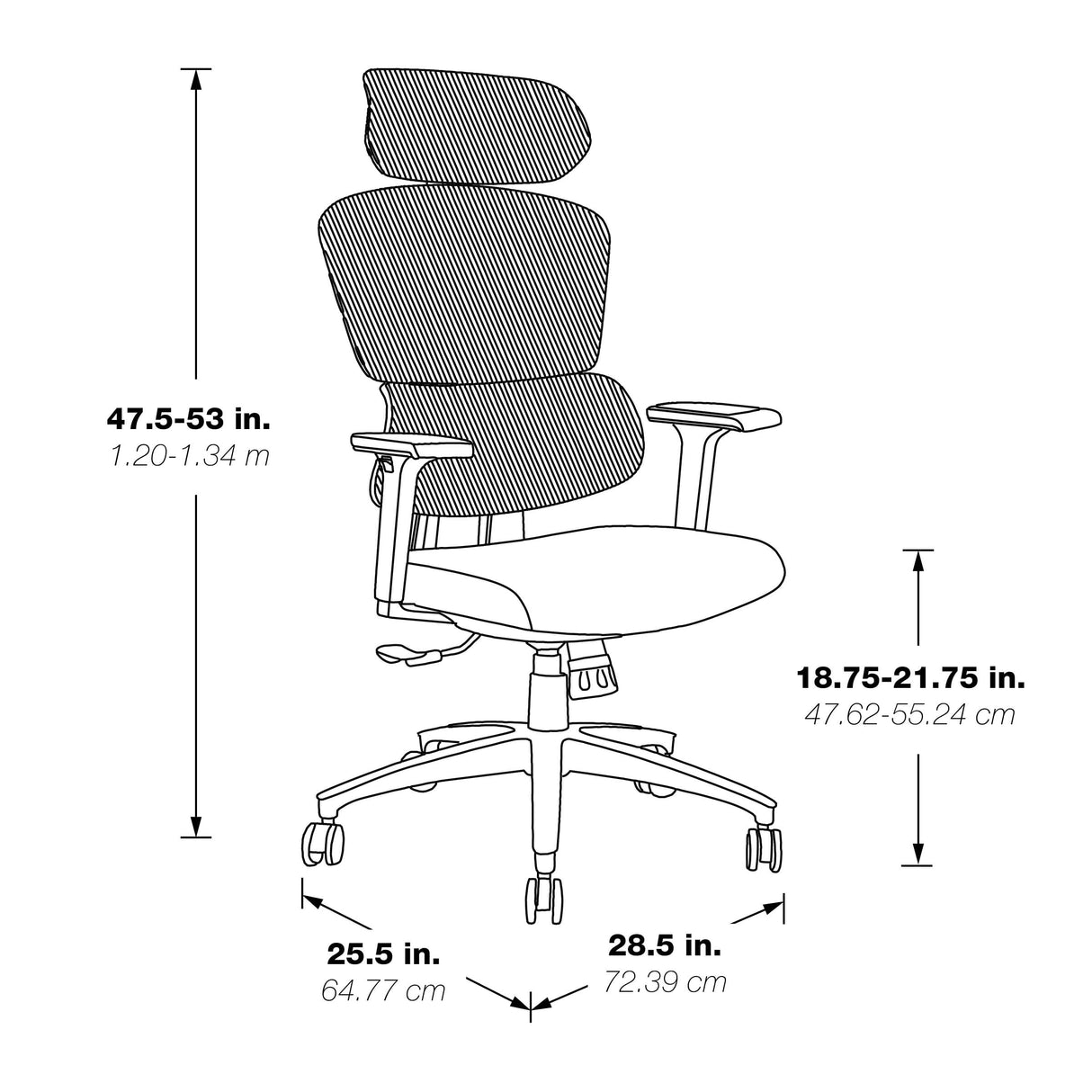 Executive Seating Mesh Back with Fabric Seat Manager's Office Chair, Adjustable Arms