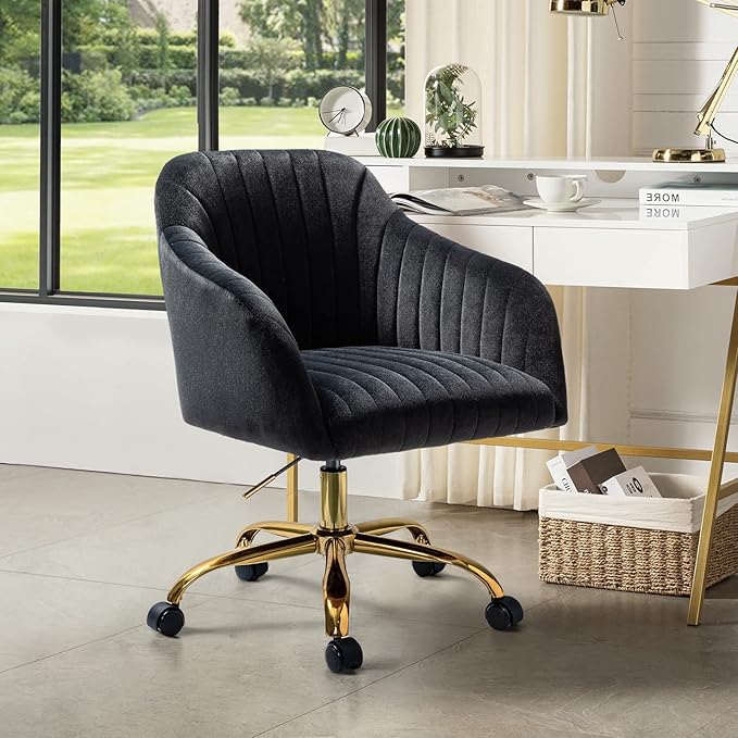 Velvet Home Office Desk Chair, Modern Cute Computer Task Chair,