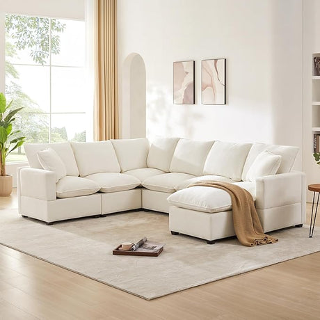 110 * 84" Modern U Shape Modular Sofa with 2 Pillows and Pure Foam Cushion