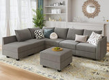 Modular Sectional Sofa with Storage Ottoman Fabric Modular Couch