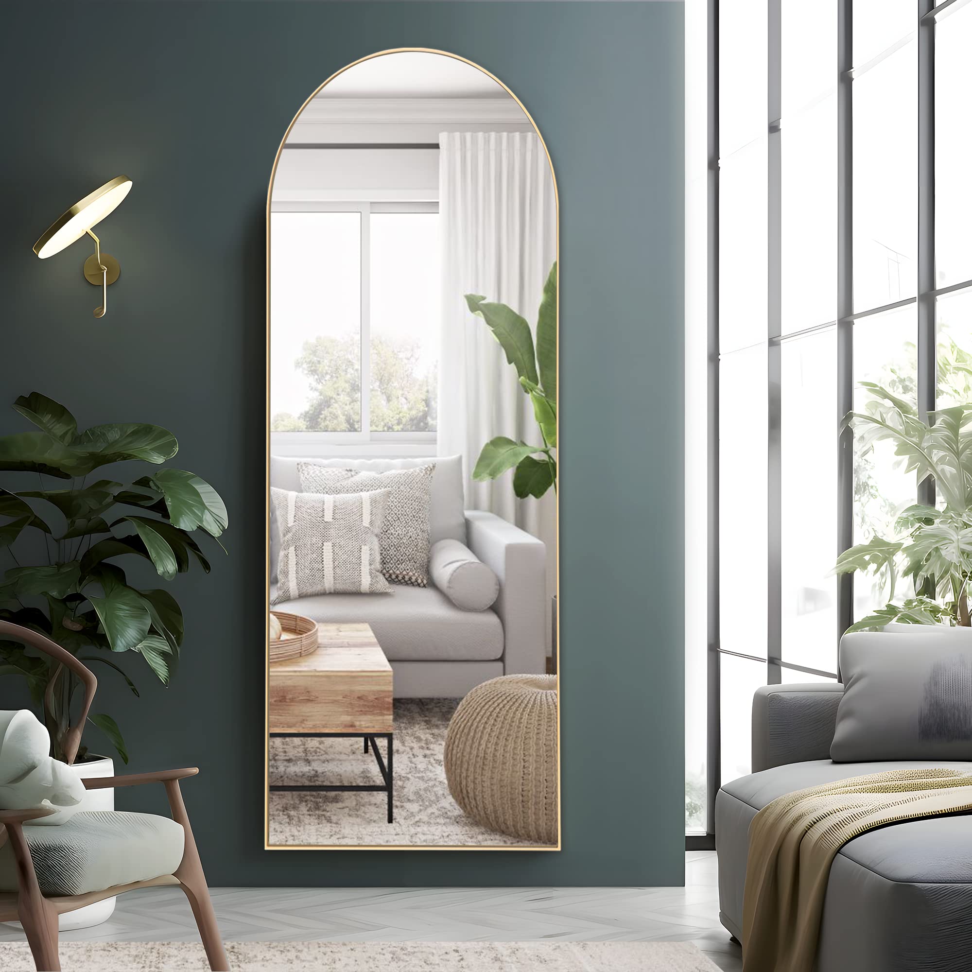 Arched Full Length Mirror with Stand Arched Shape Wall Mounted Mirror
