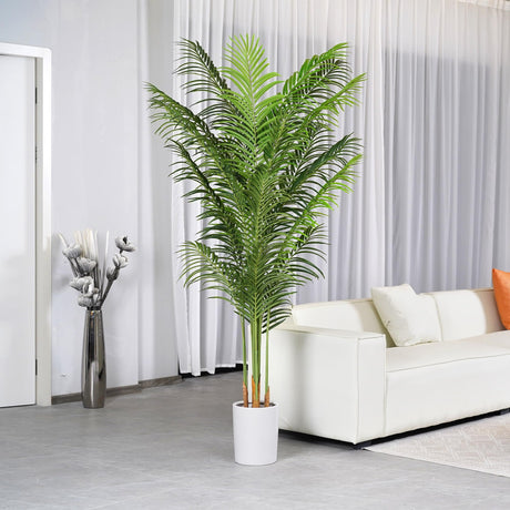 Artificial Palm Tree 7.2Ft Tall Fake Potted Plant Faux Silk Green Floor Decorative Large Artificial Plants