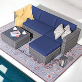 Outdoor Patio Furniture Set, Sectional Conversation All-Weather Grey PE Wicker